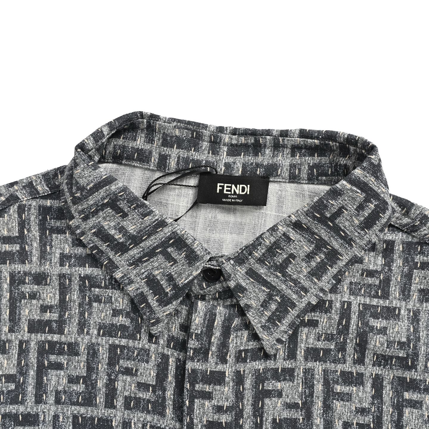 Fendi 25ss topstitched FF jacquard short-sleeved shirt