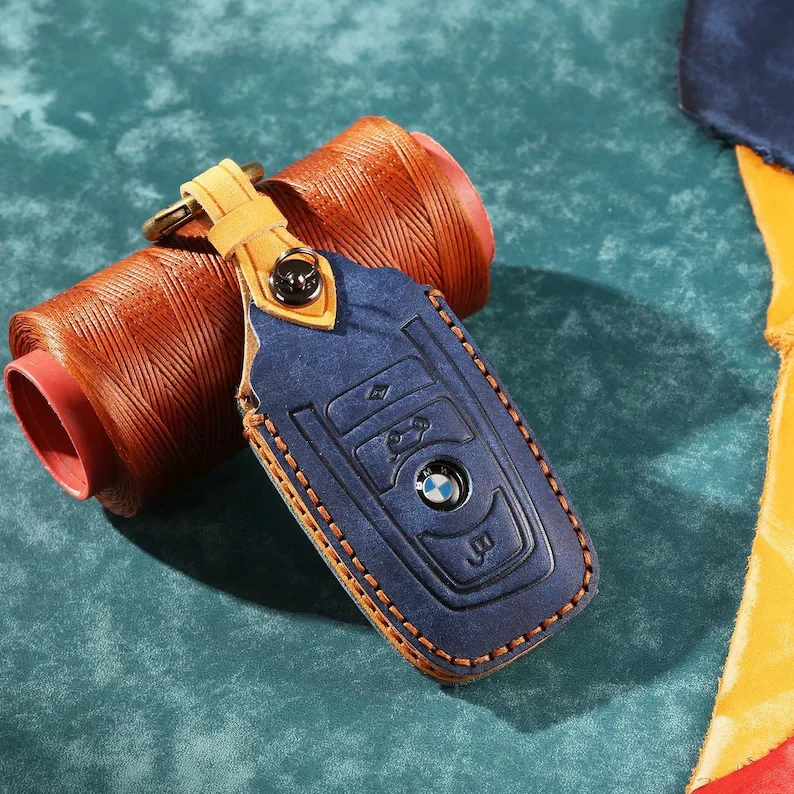 Buttons Genuine Leather Car Key