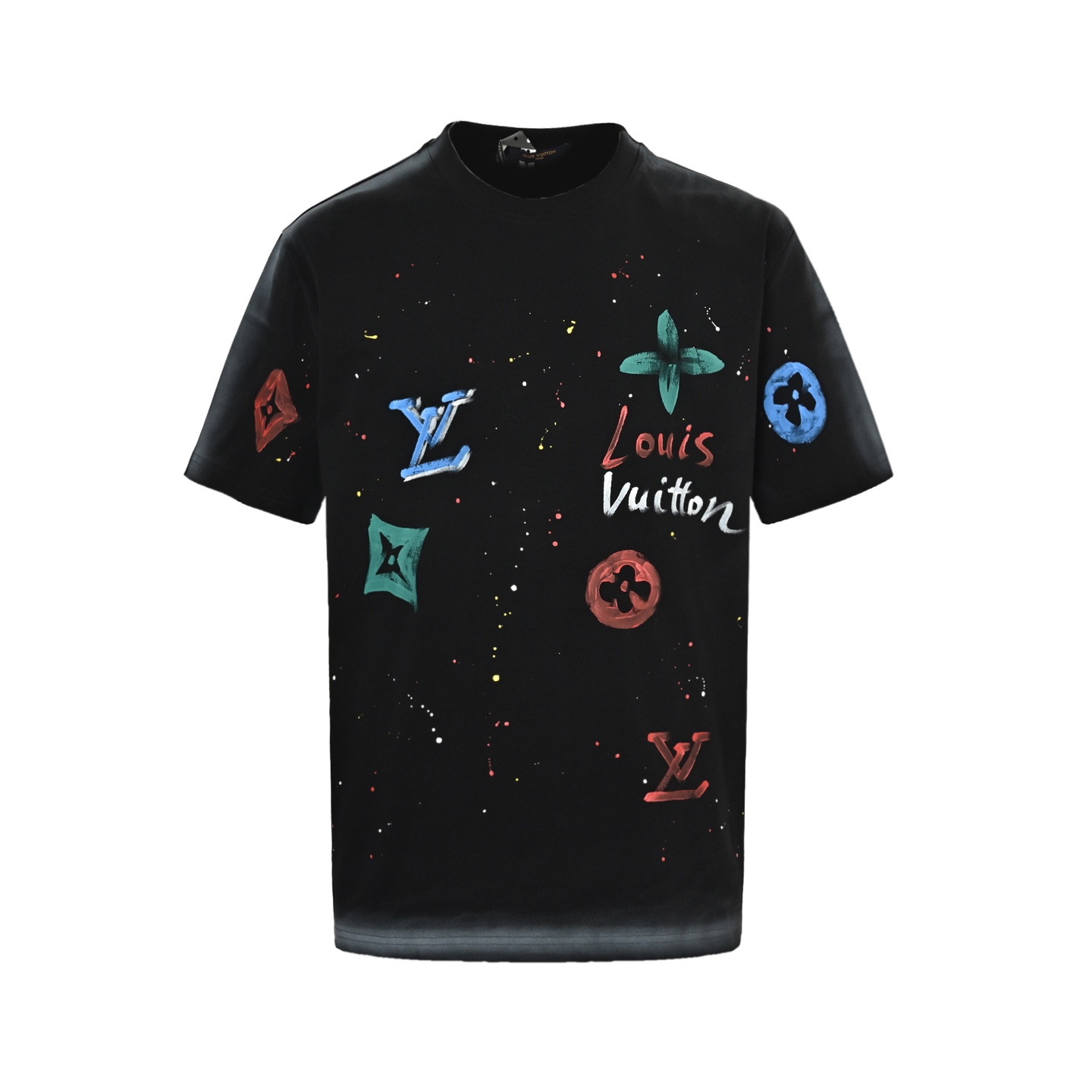 Louis Vuitton washed damaged hand-painted round neck short sleeves