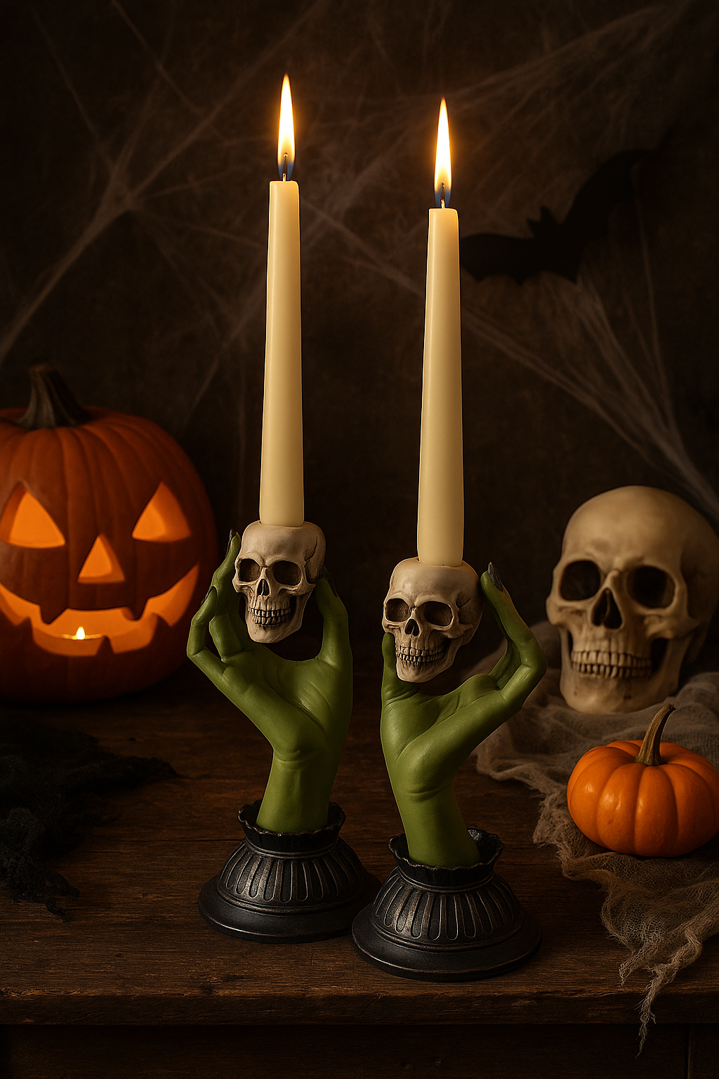 💥ON SALE💥Stewart Green Witch Hands Halloween Candle Holders