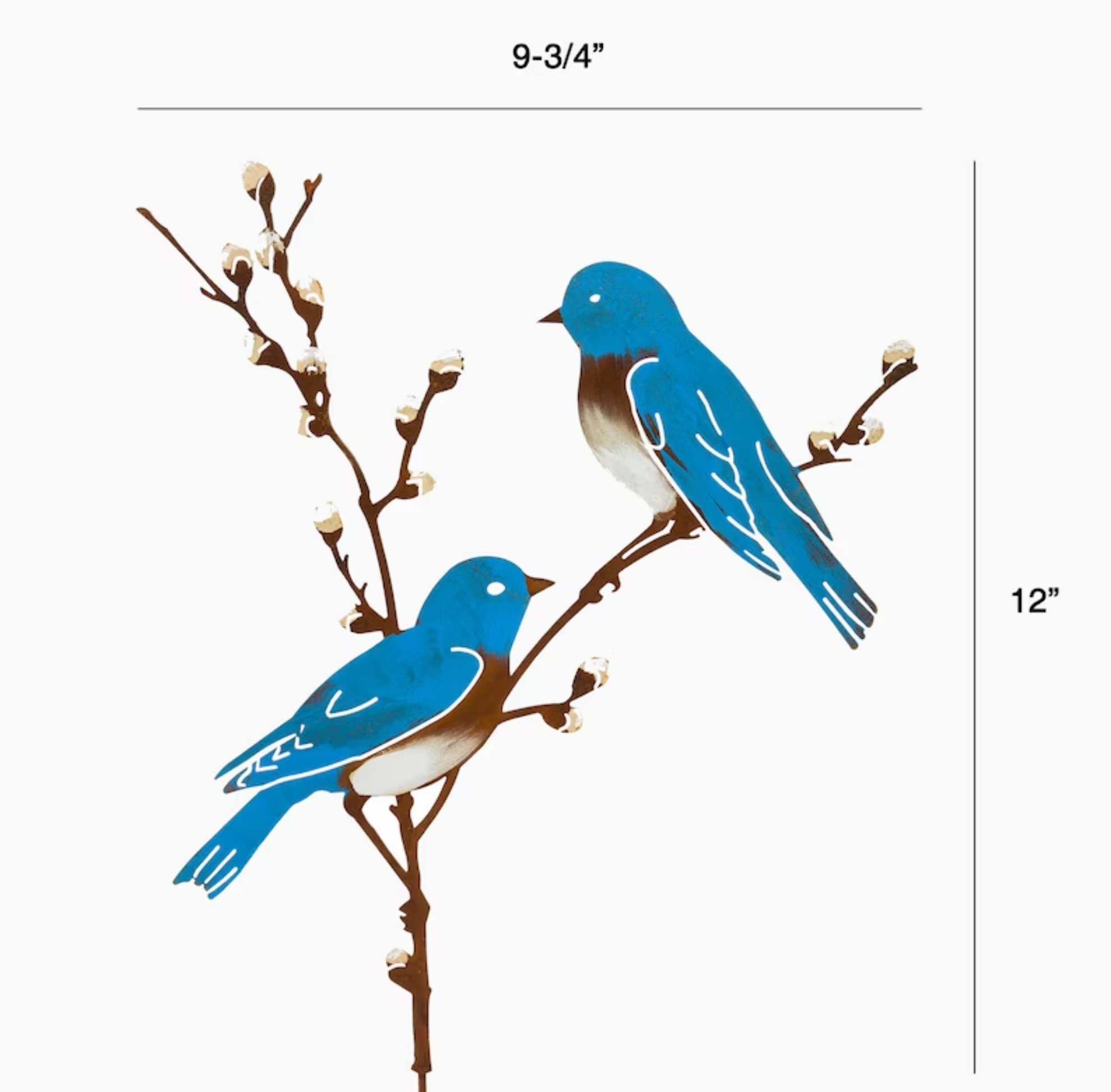Hand painted metal bird metal garden art decoration on spring willow garden stake
