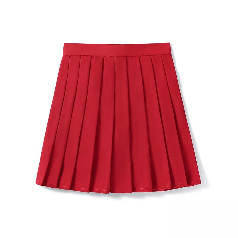 Solid Color Pleated Skirt