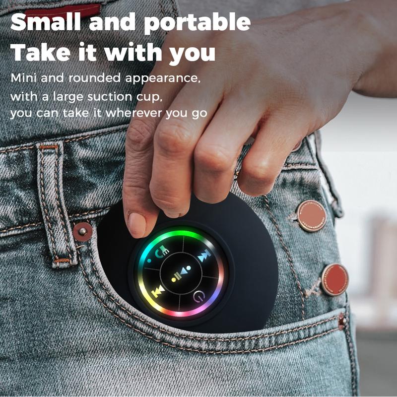 🔥Super Sale - 49% OFF🔥Waterproof Bluetooth Speaker with Suction Cup & LED Lights