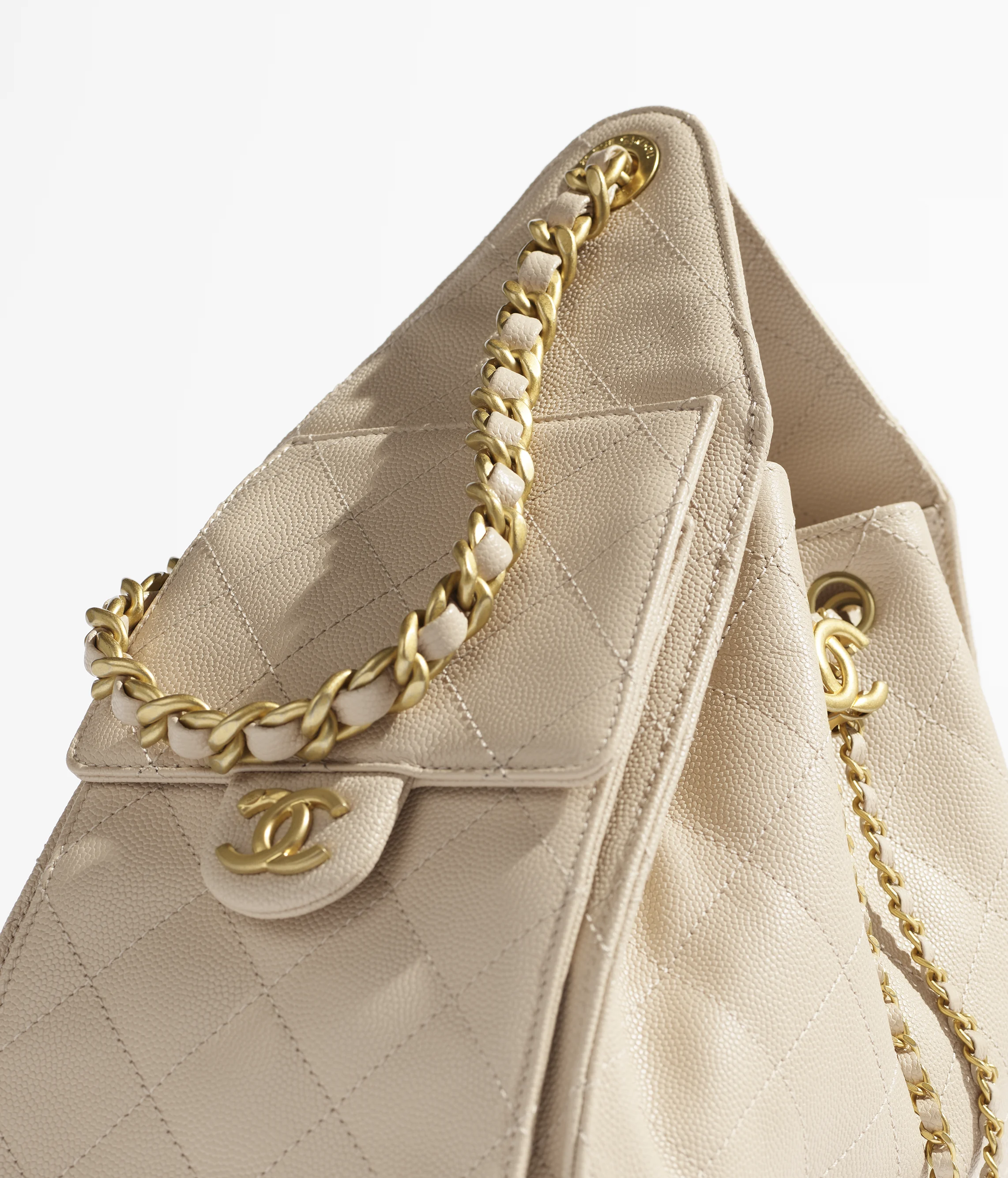 Chanel Small 25 Grained Calfskin & Gold-Tone Metal Beige AS5293-B20304-NAGEK