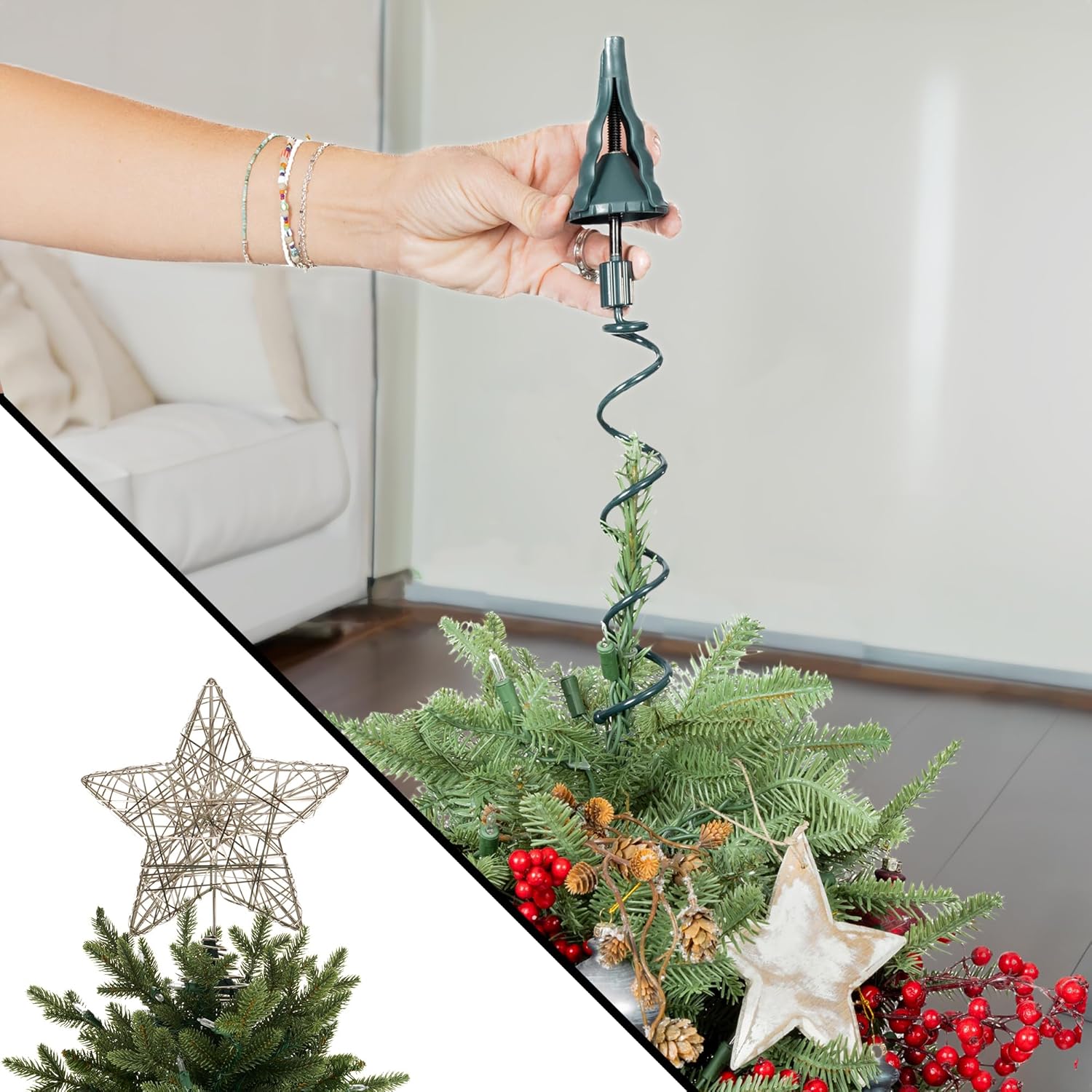 🎄CHRISTMAS ON SALE🔥Christmas Tree Topper Holder - Twist-on Holiday Universal Tree Topper Stabilizer Fits All Base Types