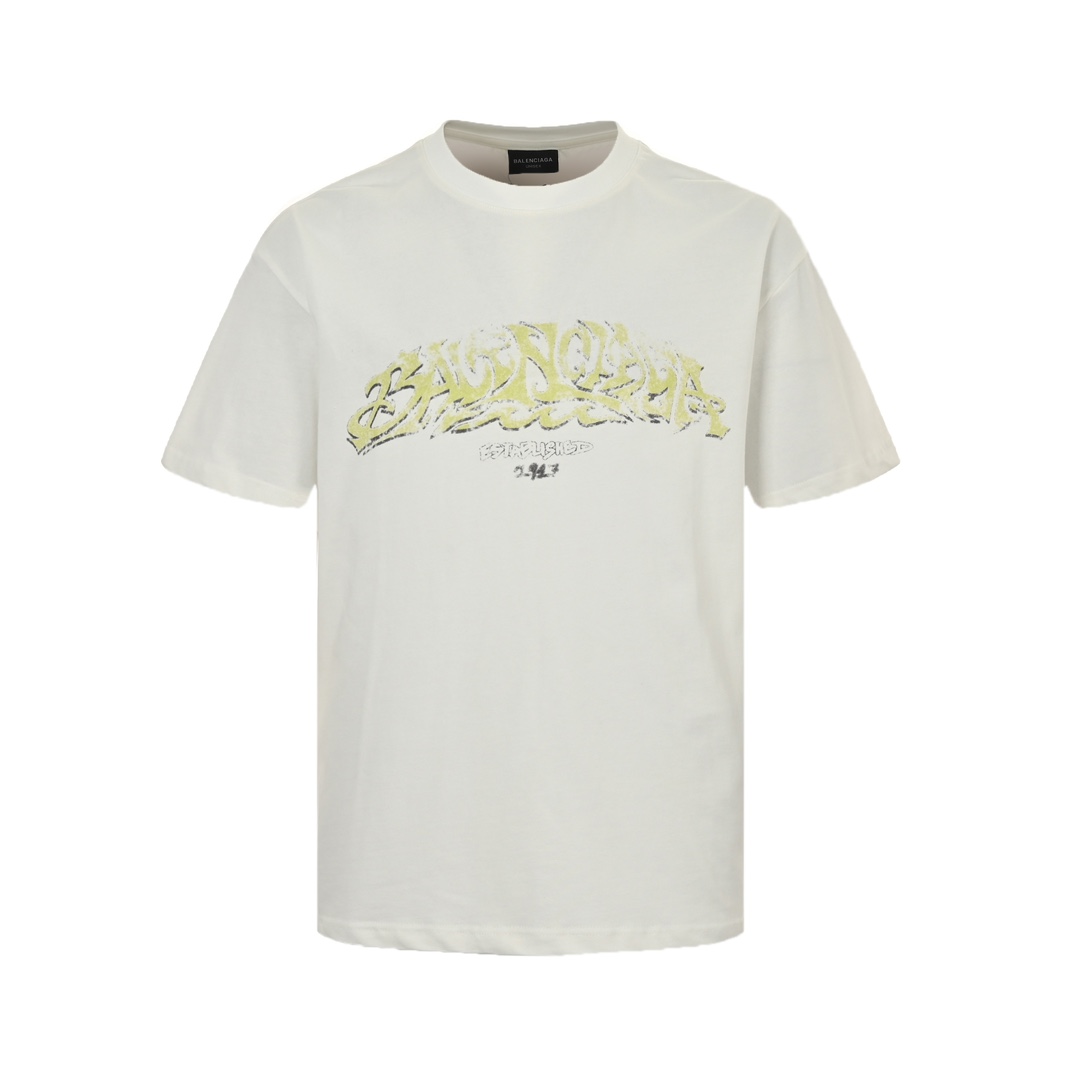 Balenciaga catwalk disaster flame letter short sleeve
