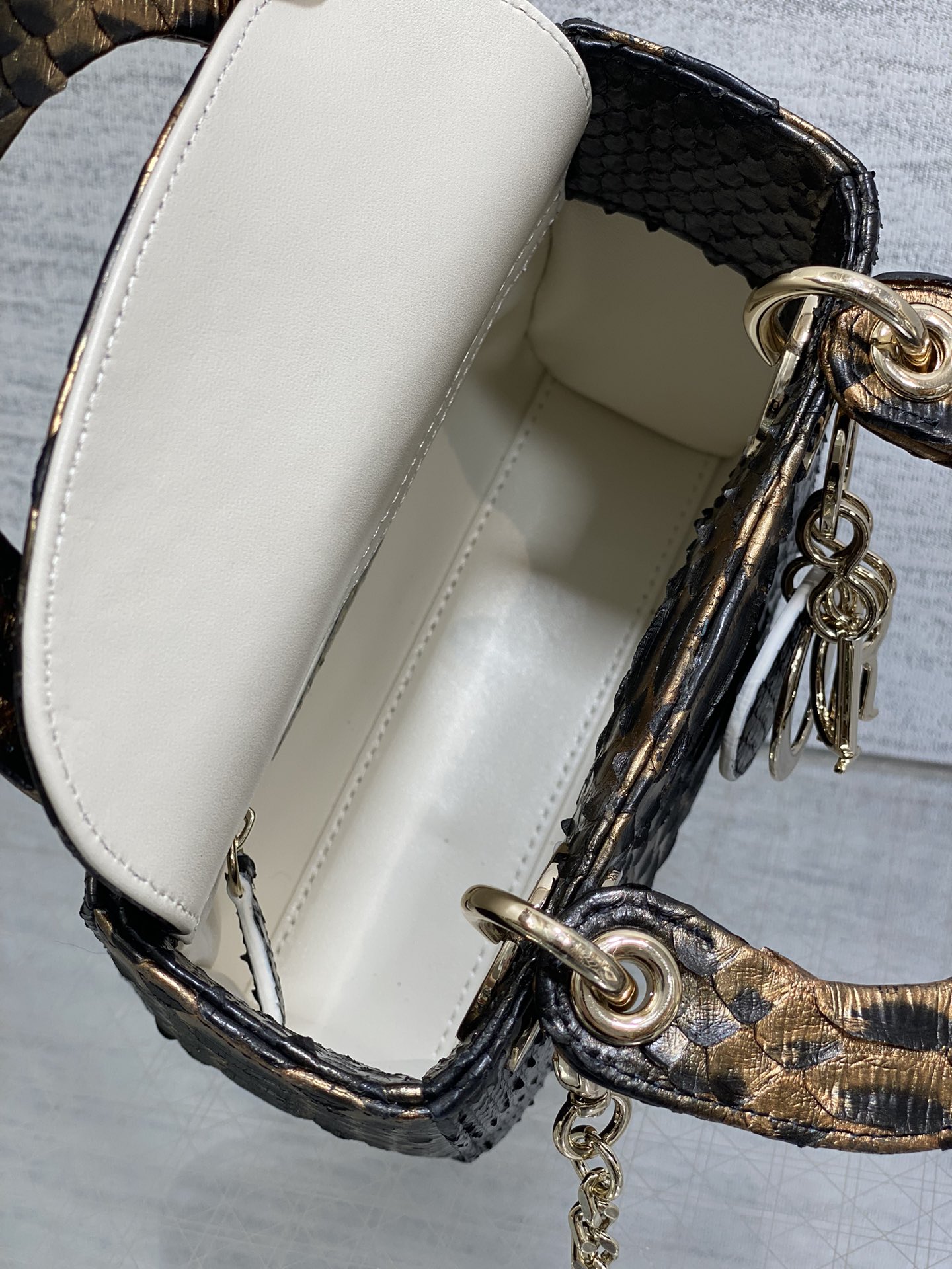 Dior Lady three-grid rare snakeskin Princess Diana bag