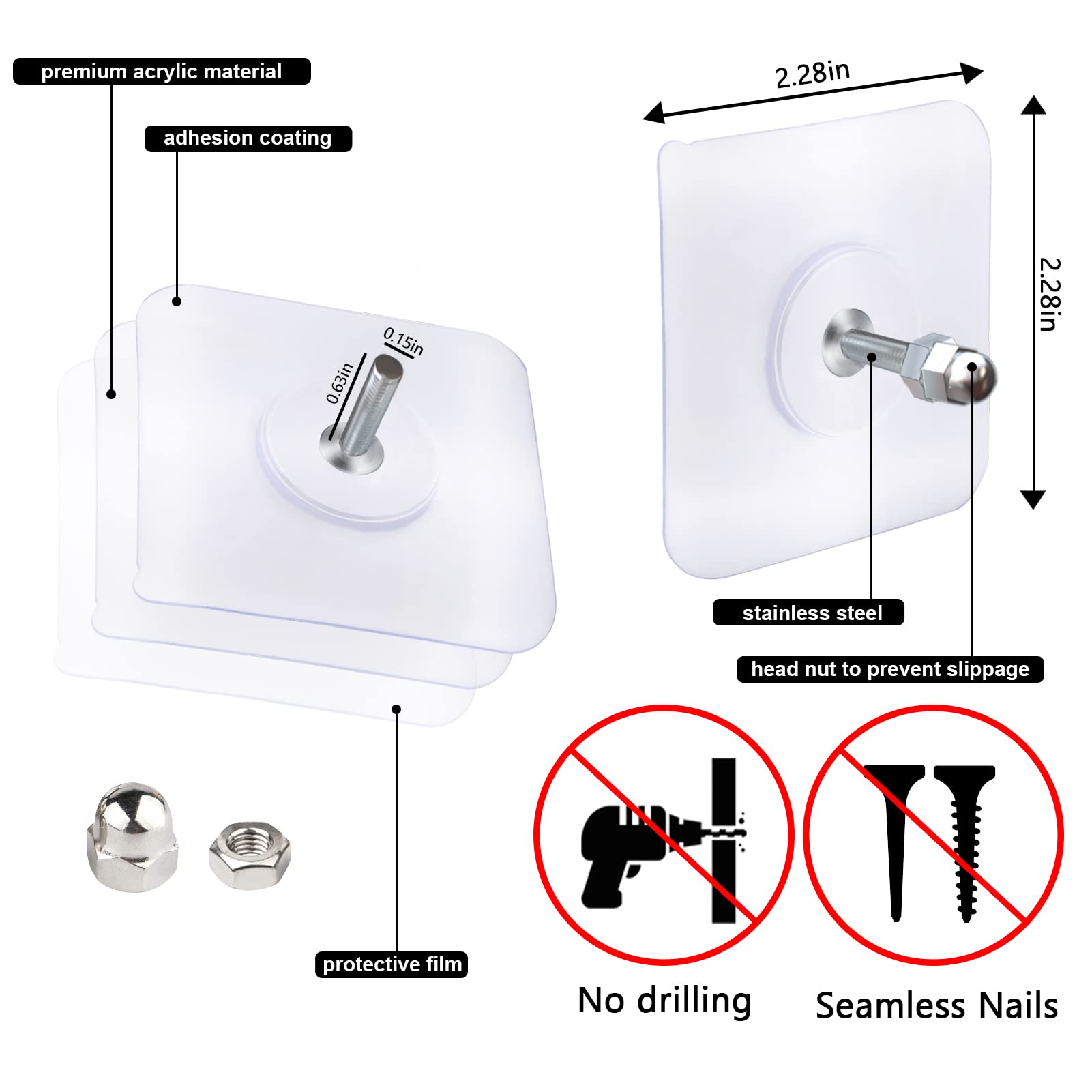 Drill Free Adhesive Hooks（Pack of 6 PCS）-BUY 5 GET 3 FREE & FREE SHIPPING