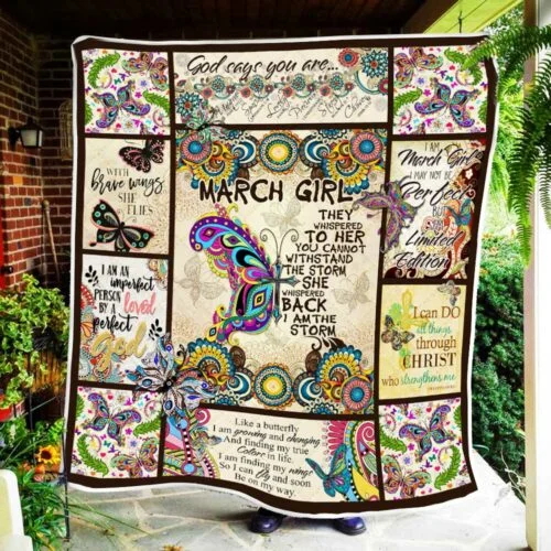 March Girl. I Am The Storm. Butterfly Quilt Blanket