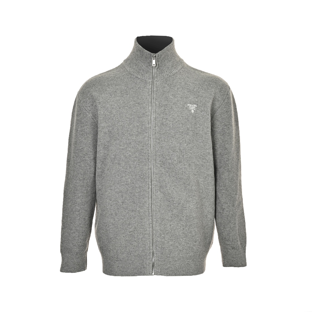 Prada 24Fw inverted triangle knit zipper cardigan jacket