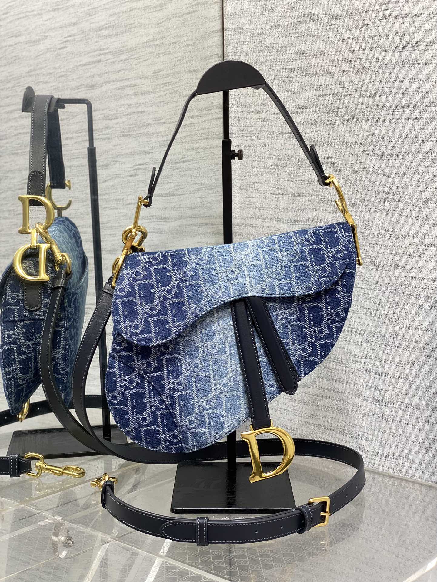 Dior Saddle series denim saddle bag