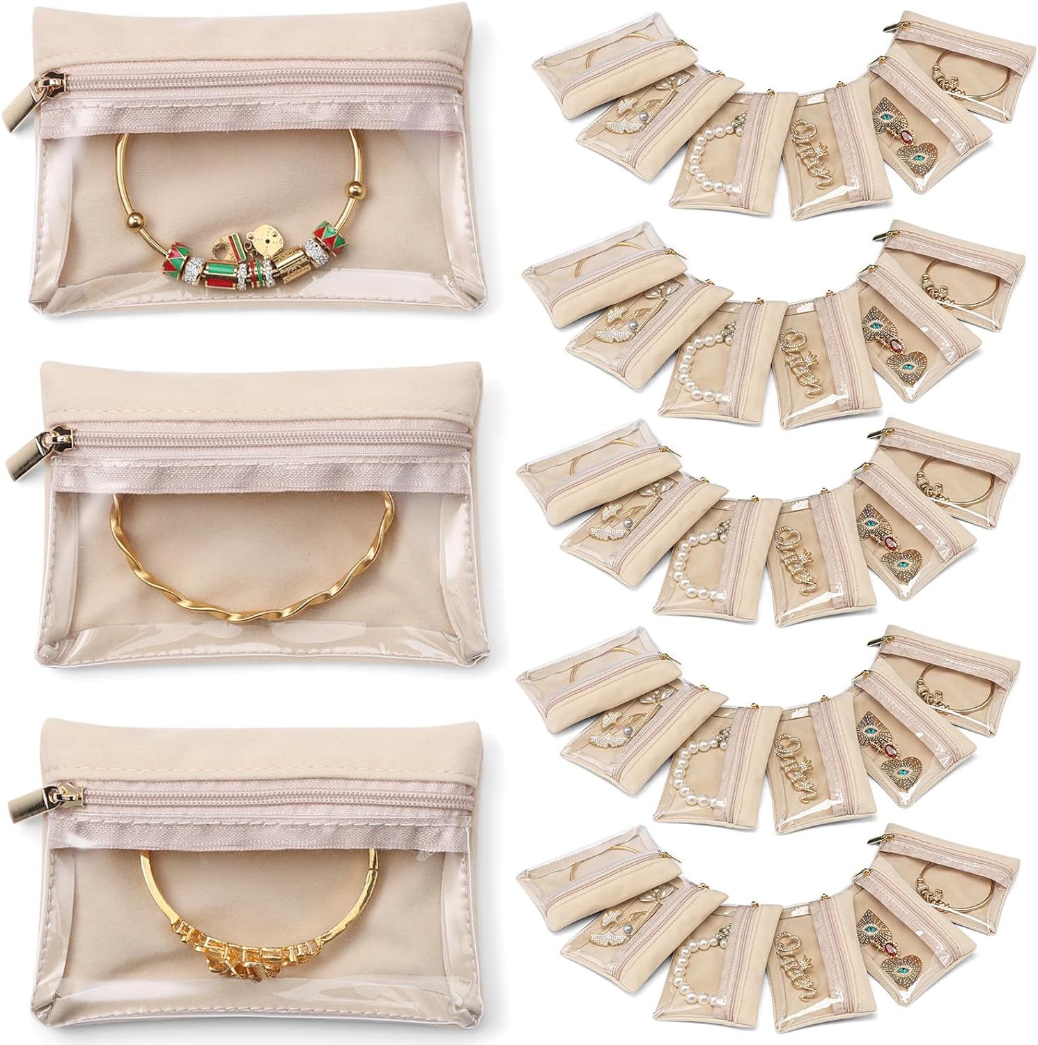 ✨2024 NEW✨Travel Storage Bags,Leather Jewelry Case for 12 Clear Velvet Bags