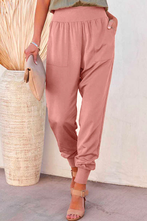 Heididress Solid Side Split Pockets Jogger Pants