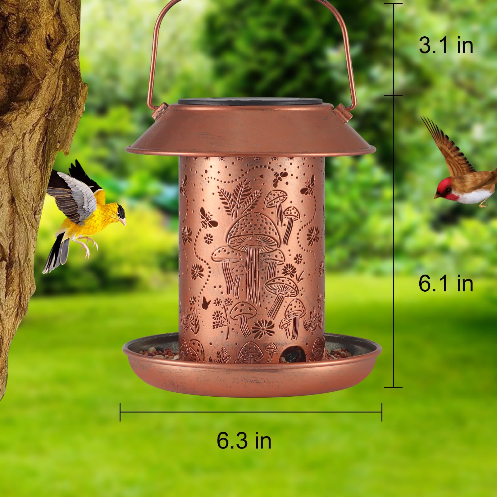 Solar Bird Feeders for Outdoors Metal Lanterns Outdoor Waterproof Hanging Garden Decor