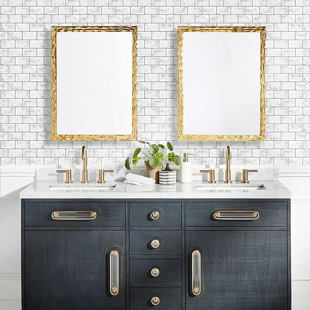 Carrara Marble Subway Peel and Stick Tile Backsplash - Thicker Design
