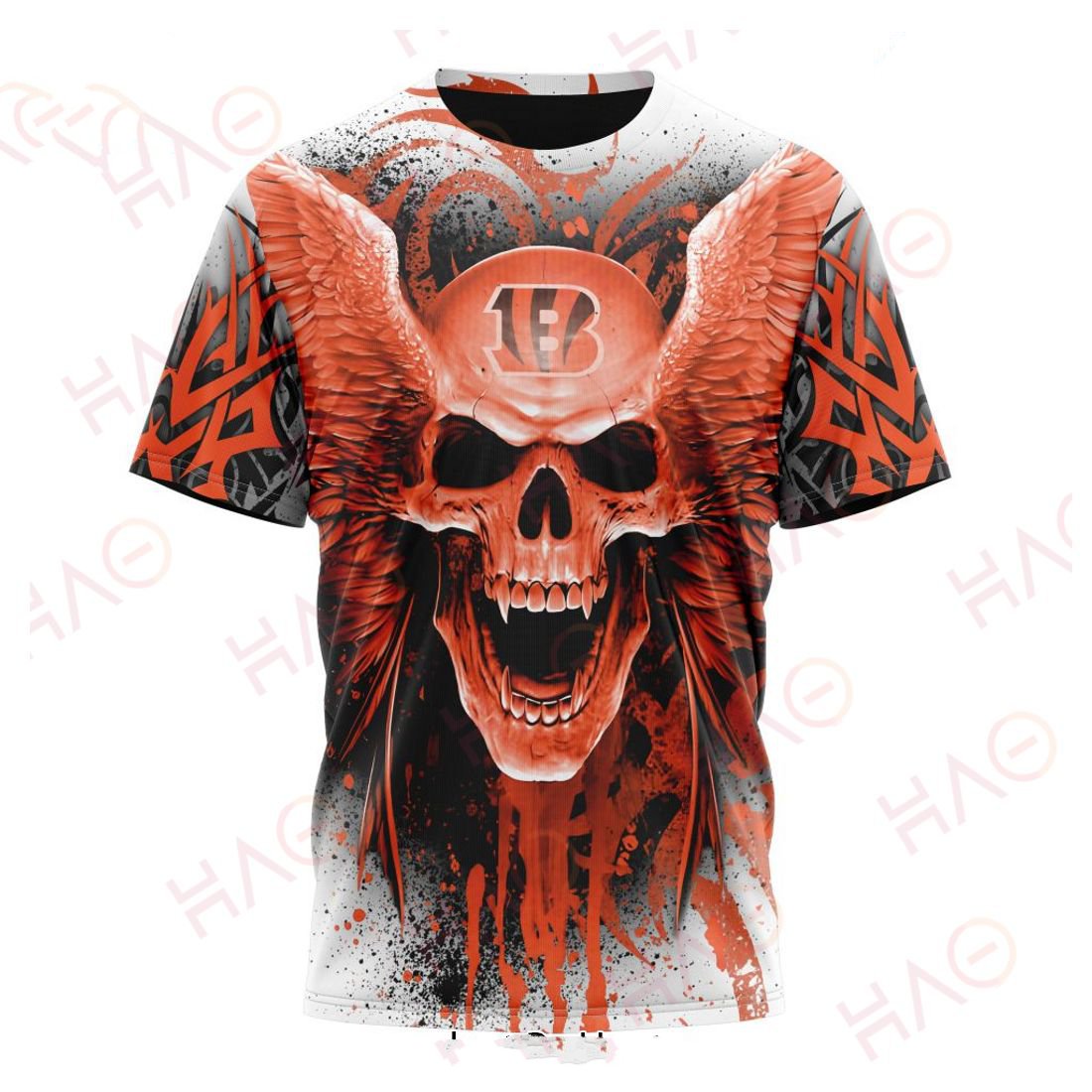 CINCINNATI BENGALS 3D HOODIE SKULL ART