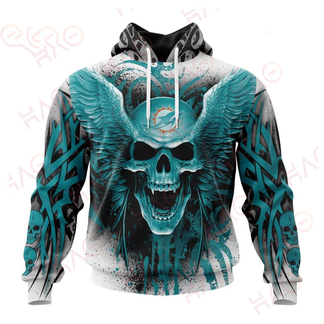 MIAMI DOLPHINS 3D HOODIE SKULL ART