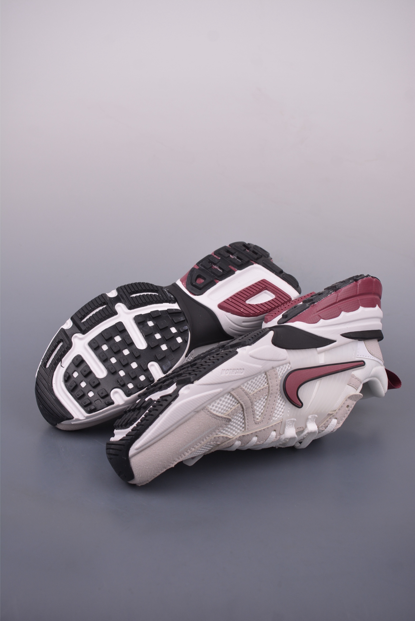 Nike Wmns V2K Runtekk Low running shoes white gray wine red hook HQ3500-100