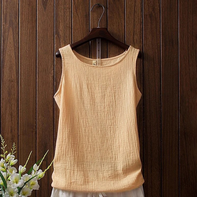 Texture Round Neck Comfy Casual Tank Top