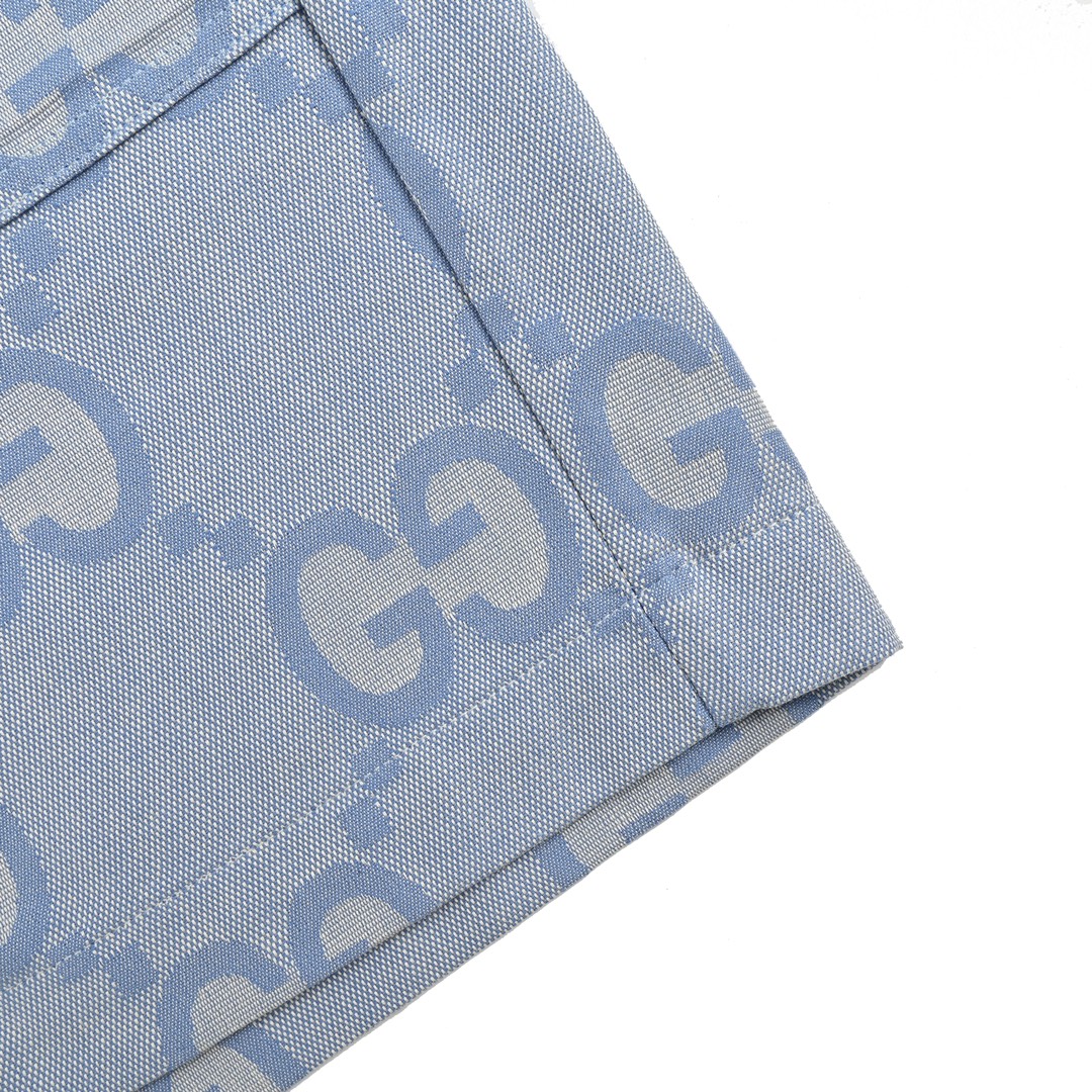 Gucci 24ss Haze Blue Full Print Double G Jacquard Suit Shorts