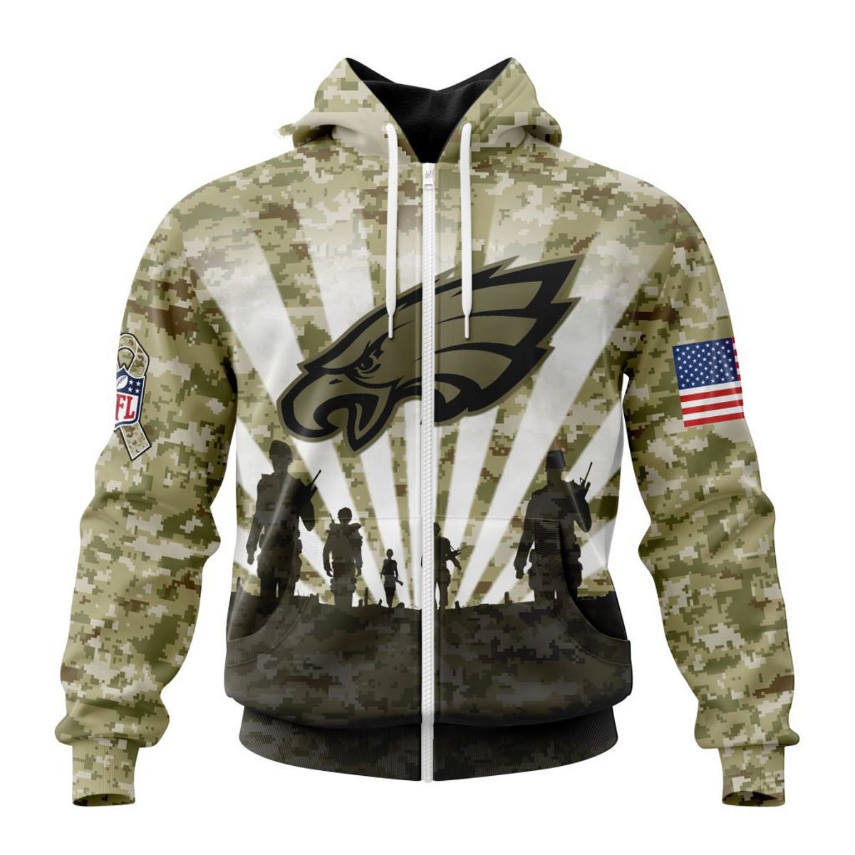 PHILADELPHIA EAGLES 3D HOODIE HONOR VETERANS