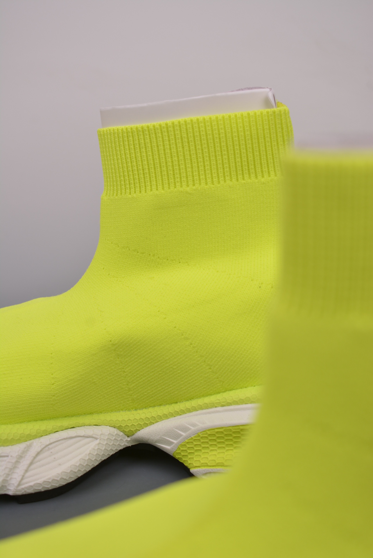 BALENCIAGA 3XL Knit Mid Sneakers Fluorescent Yellow
