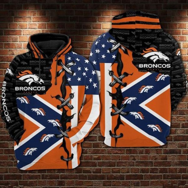DENVER BRONCOS 3D HOODIE SKULL 113