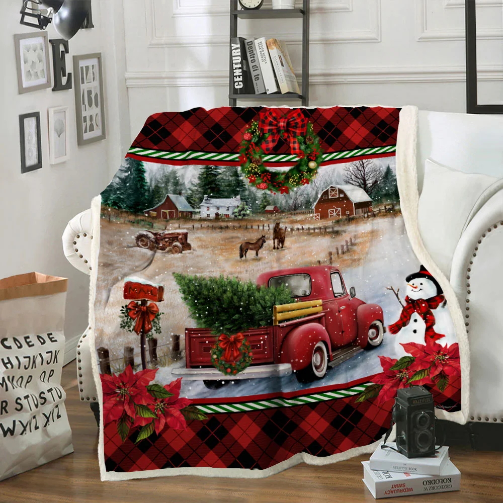Red Truck Christmas Sofa Throw Blanket