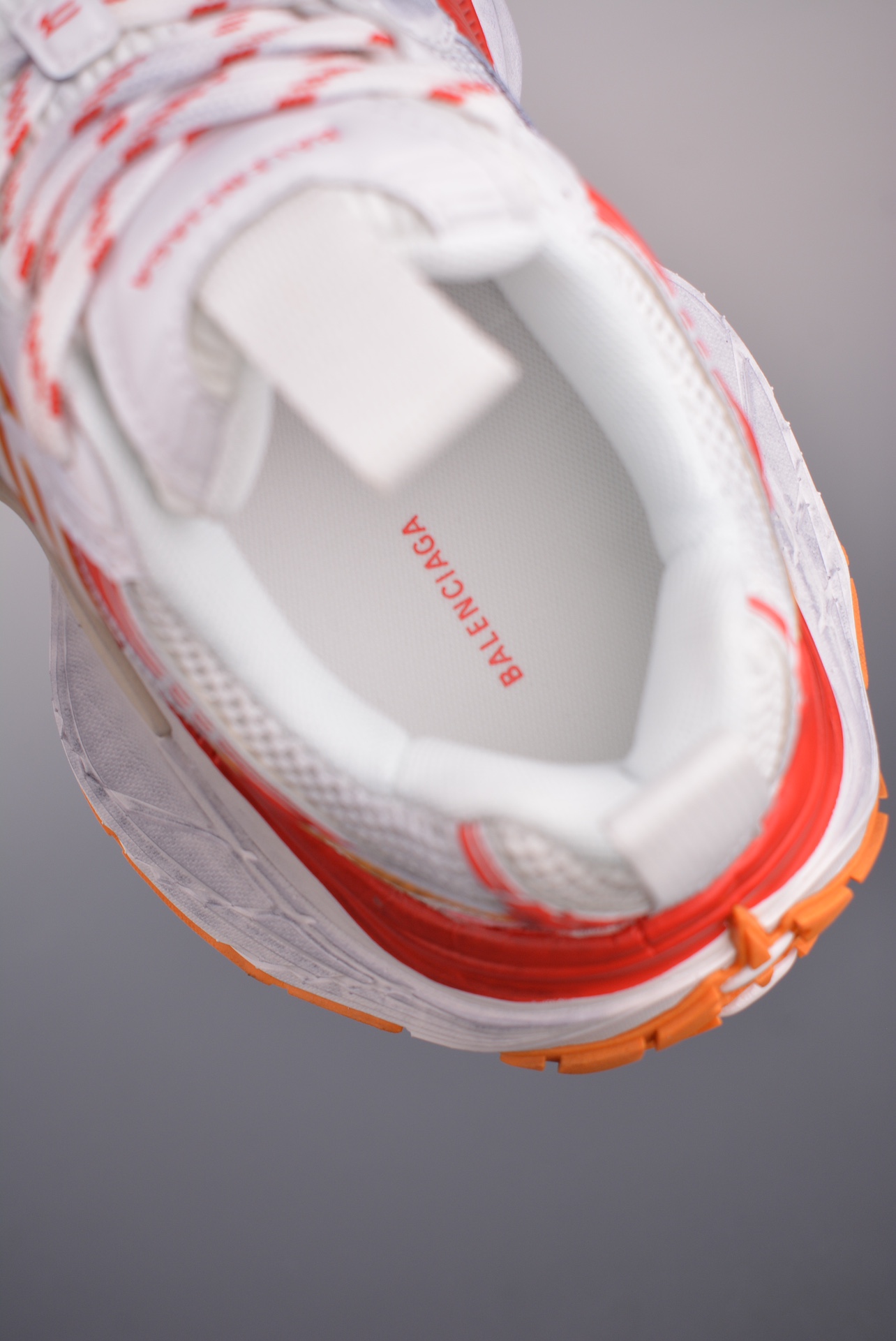 BALENCIAGA Cargo Sneaker 10XL Orange and White Distressed