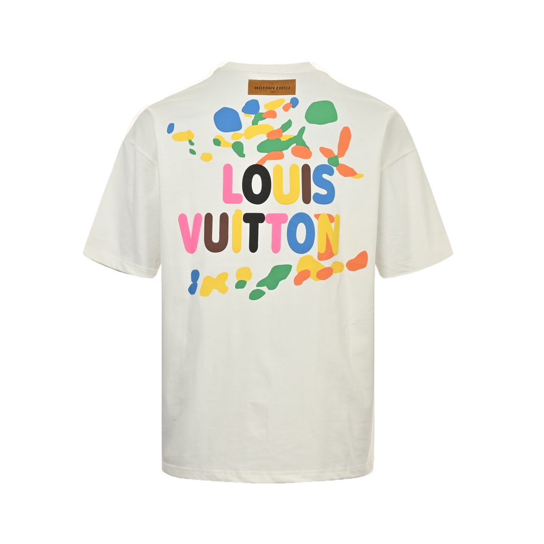 Louis Vuitton 24ss rainbow logo 3D foam print short sleeves