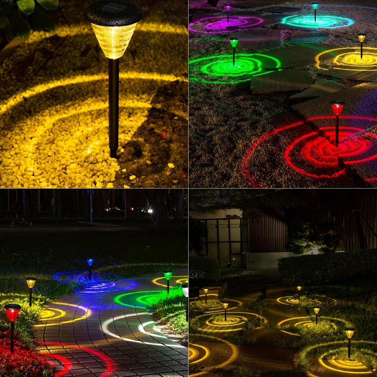 Brighten Up Your Garden with 4pcs Color Changing/Warm White LED Solar Lights!