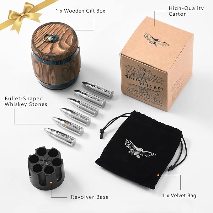 Father's Day Promotion 60% OFF 🥃 Reusable Bullet Whiskey Chilling Stones - Stainless Steel Chilling Rocks