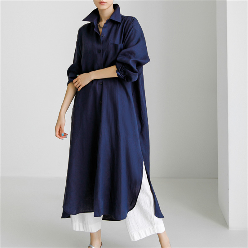 Solid Color Button Down Comfy Maxi Dress