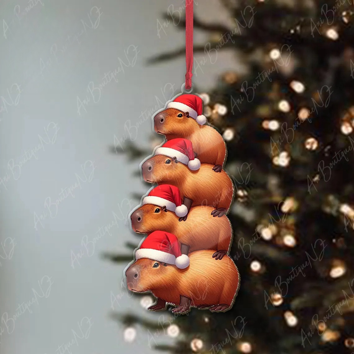 Capybaras Christmas Ornament