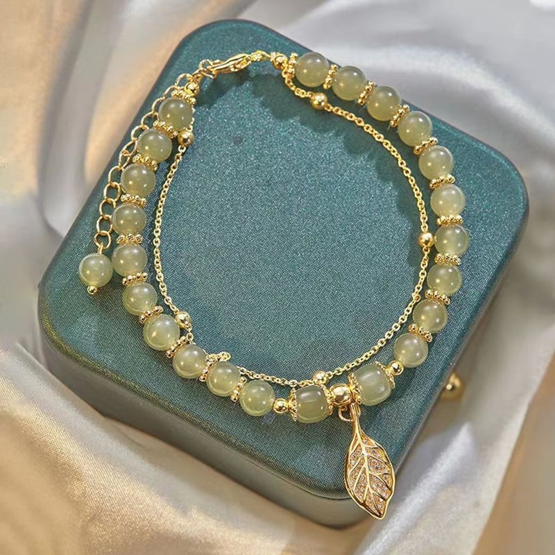 💞Last Day BUY 1 GET 1 FREE 💞--Wotian Jade Lucky Gold Leaf Bangle