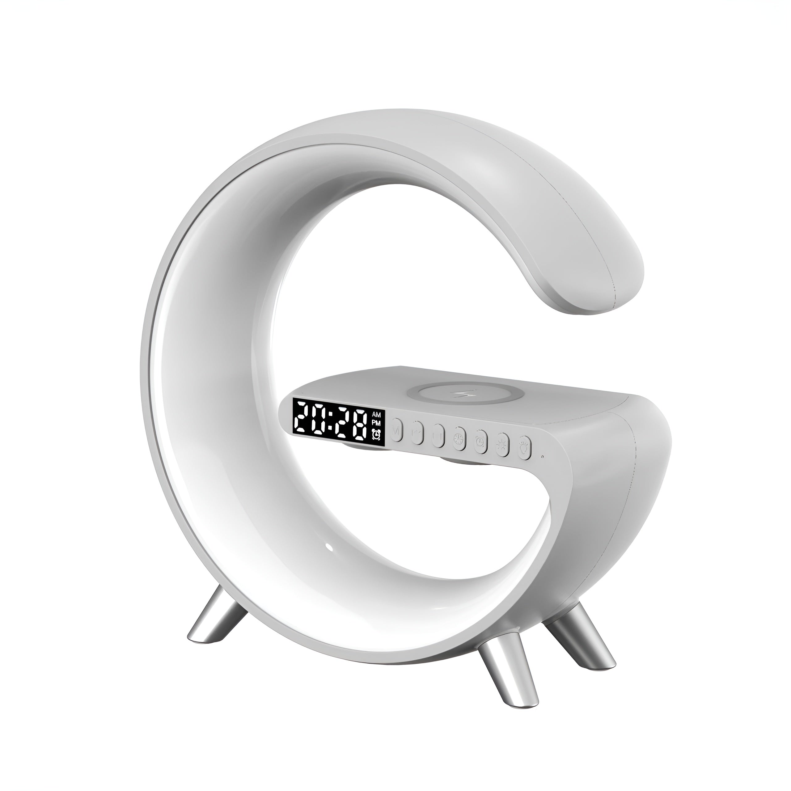 4-in-1 Alarm Clock, Mood Light, Speaker & Wireless Charger