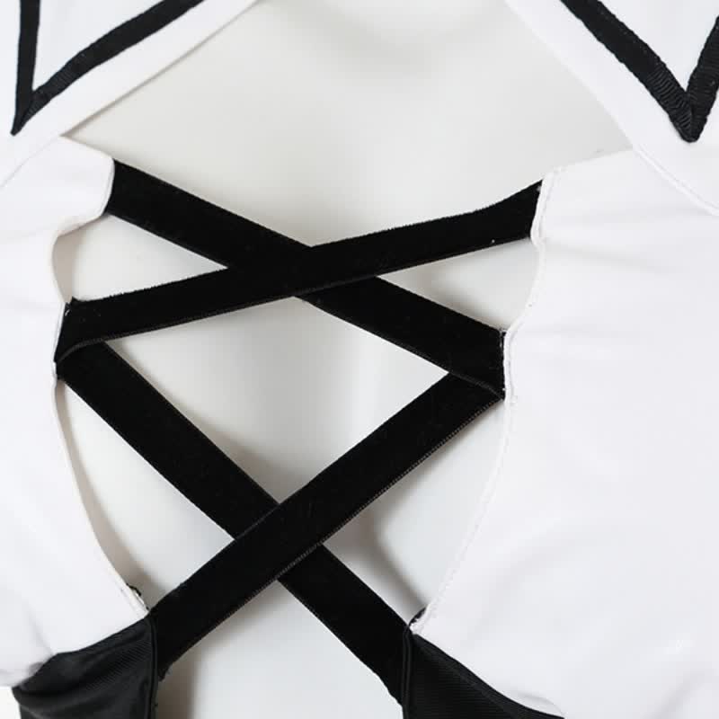 Nun Cross Hollow Out Slit Lingerie Dress Set