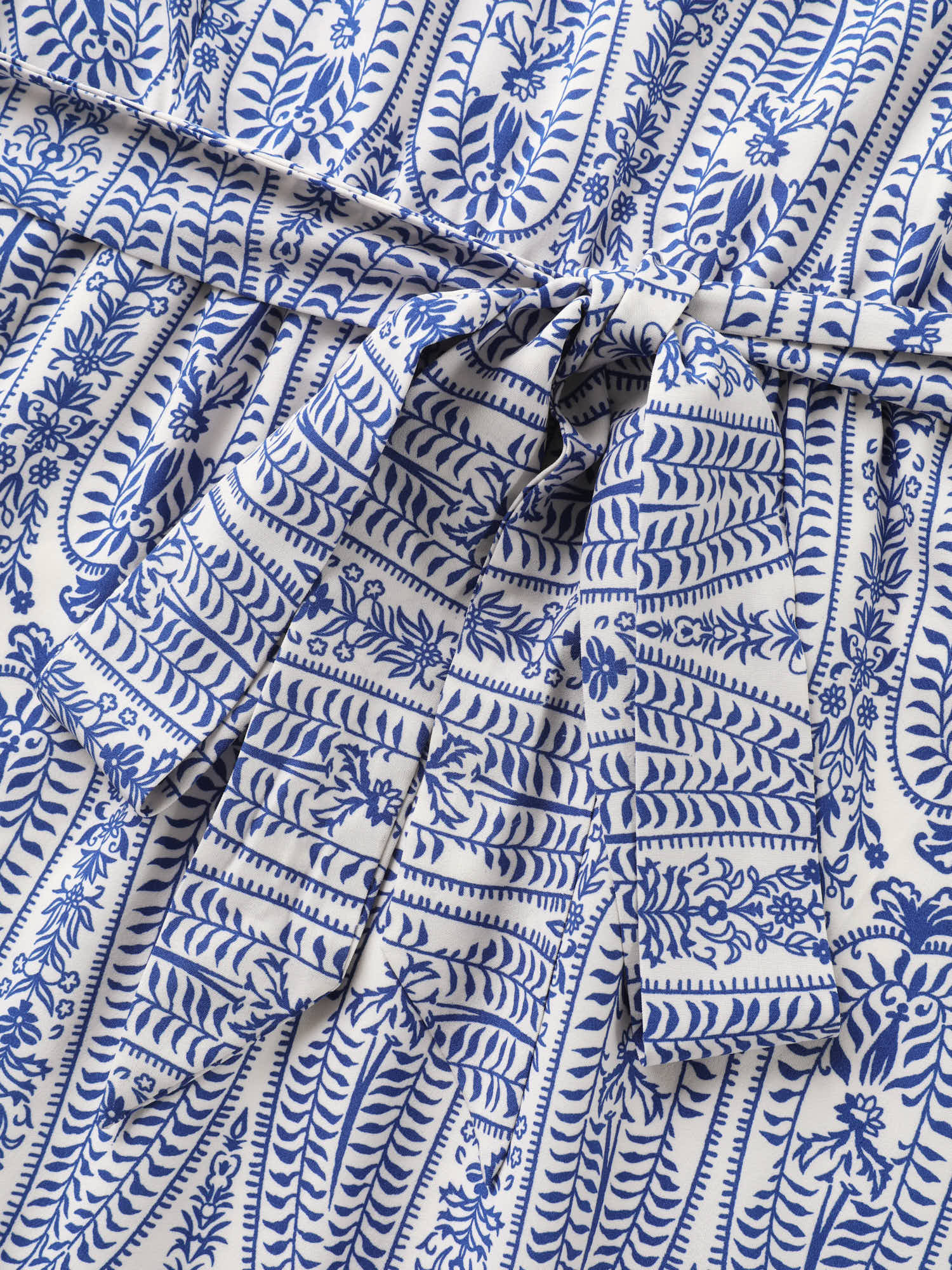 Rayon Paisley Print Cinched-Waist Midi Dress