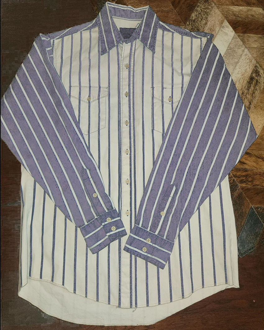 Men's Retro Casual Blue and White Striped Shirt