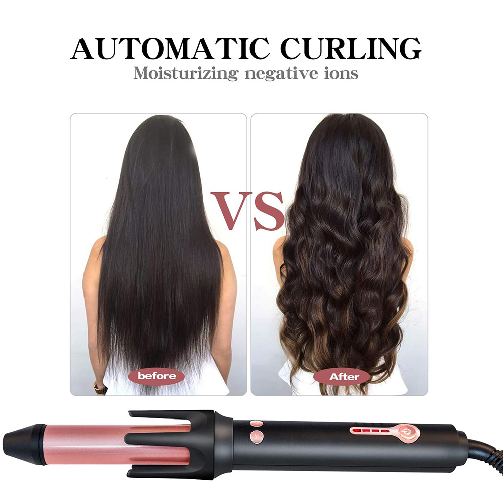 Hair Curlers Automatic Curling Iron Hair Styling Ceramic Professional Roller Rotating Curl Iron Curling Wand (Black & White)