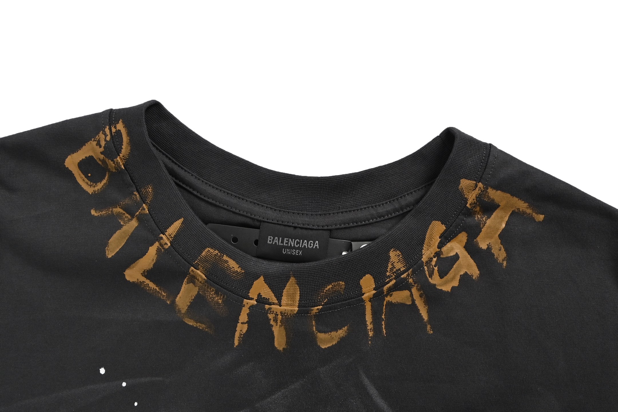 Balenciaga Double B Hand-painted Letters Washed Short Sleeve