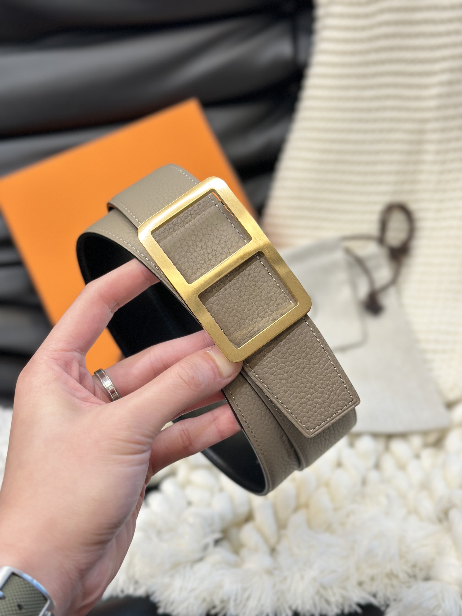 Hermès Men's Double-Faced Cowhide Belt