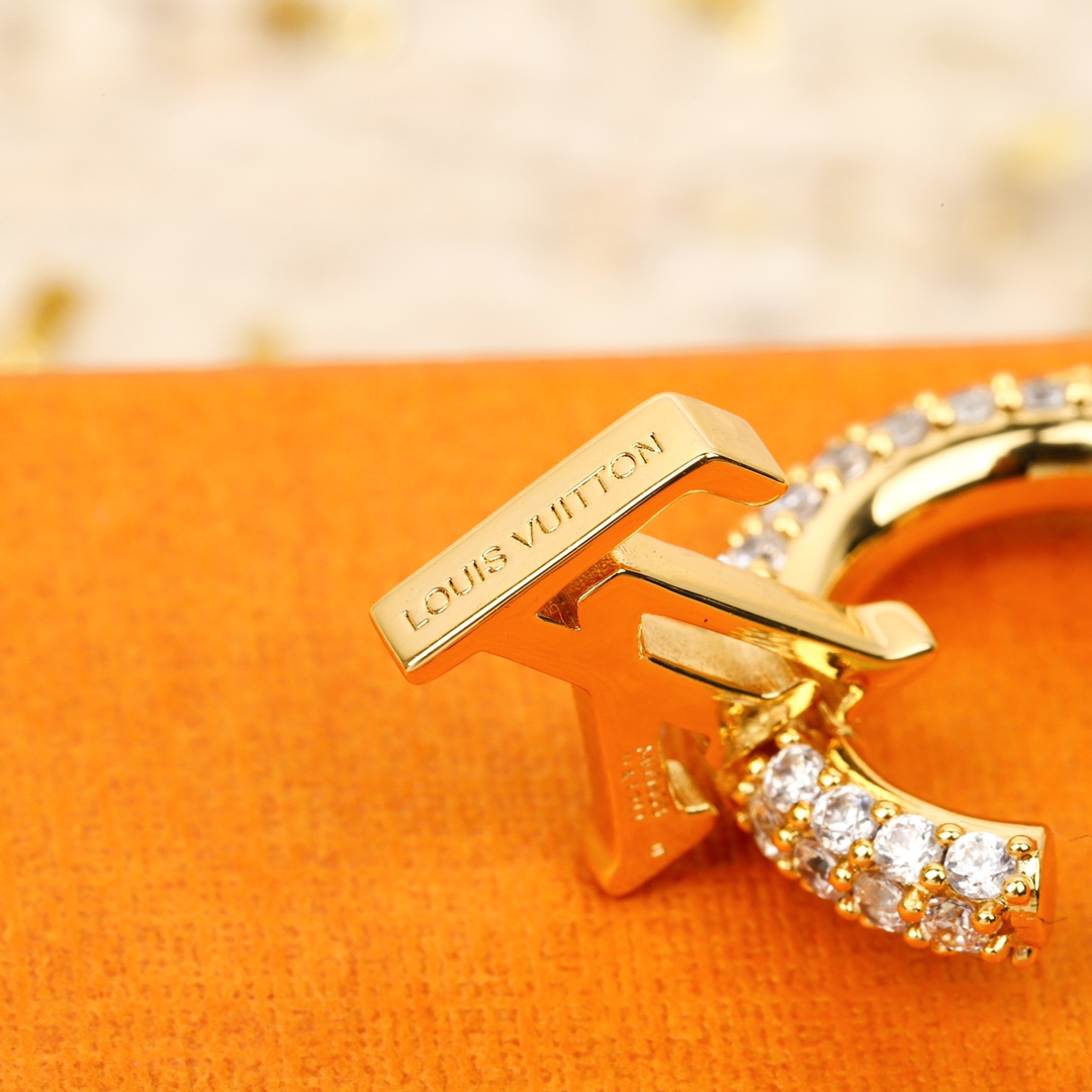 Louis Vuitton Full Diamond Half Circle Earrings