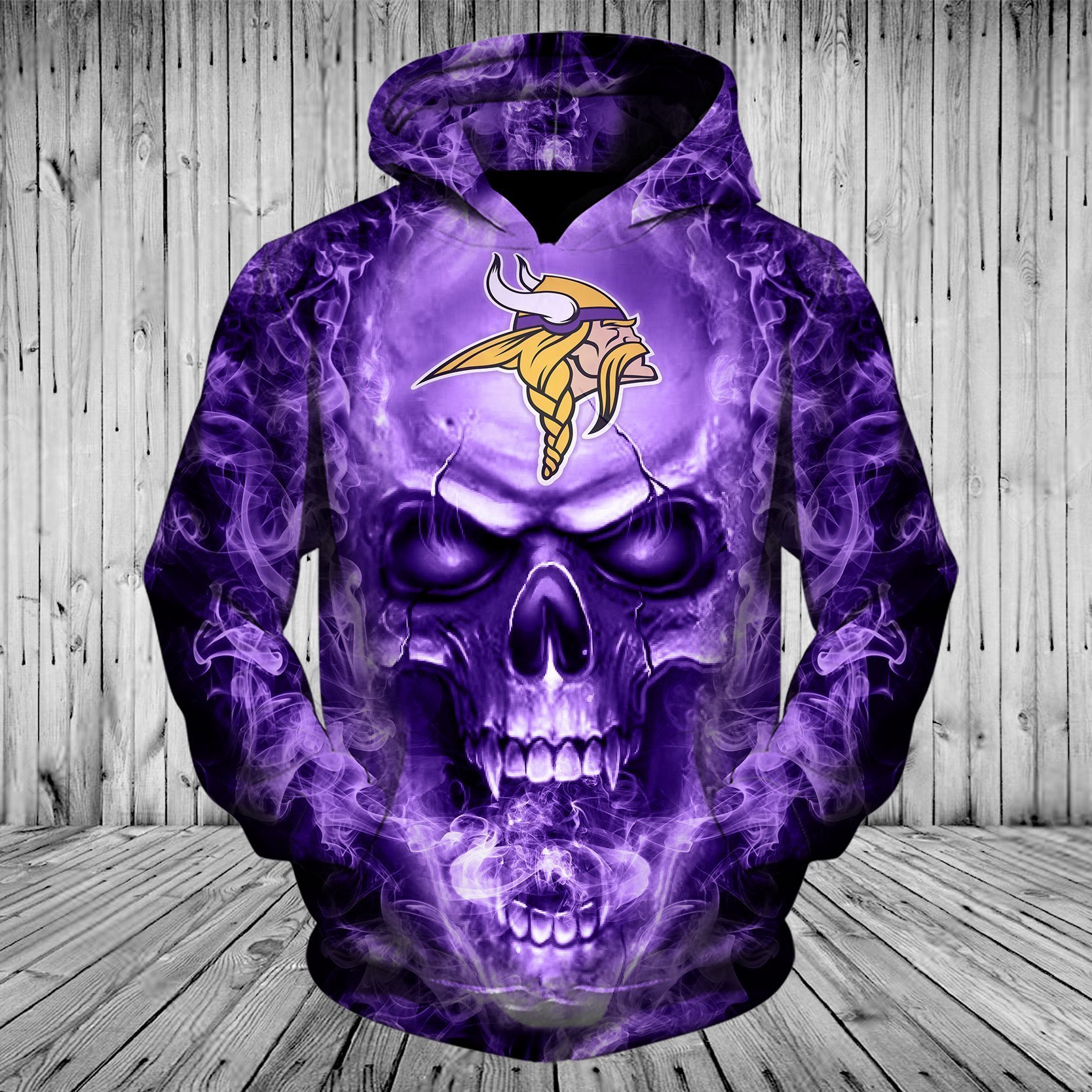 VIKINGS HOODIE 3D SKULL 82