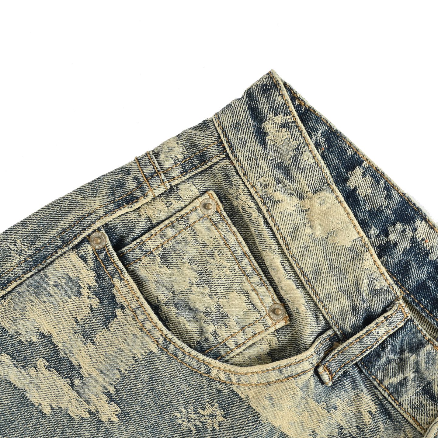 Louis Vuitton 25ss Paisley Heavy Tie-Dye Denim Shorts