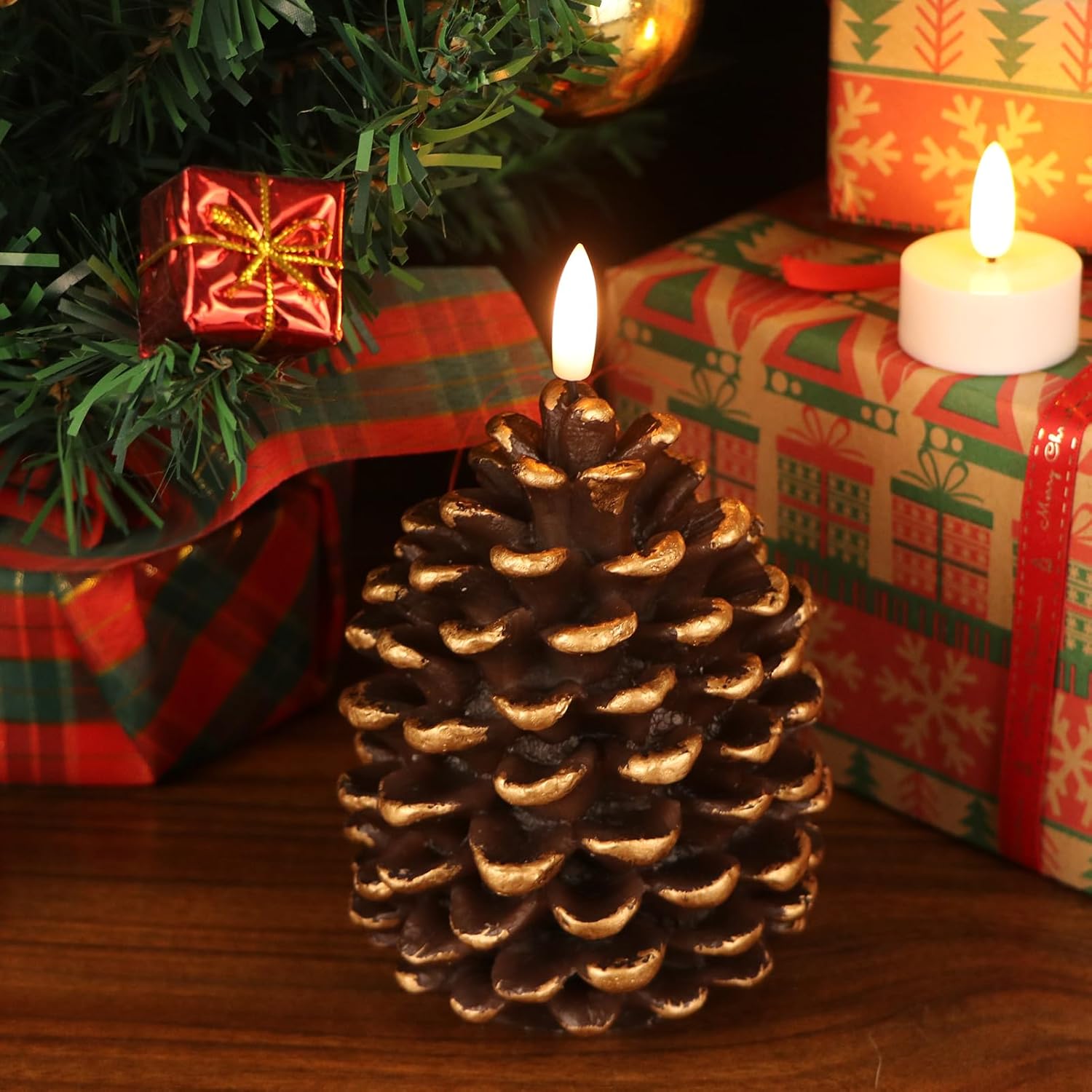 🎅2024 Christmas Promos🔥Flameless Pinecone Candles Battery Operated with 6 Hour Timer