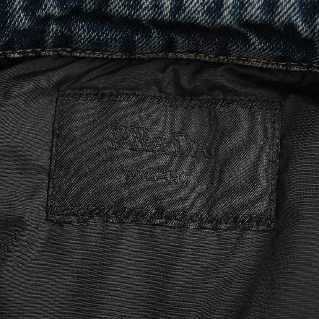 Prada 24Fw triangle logo denim quilted jacket