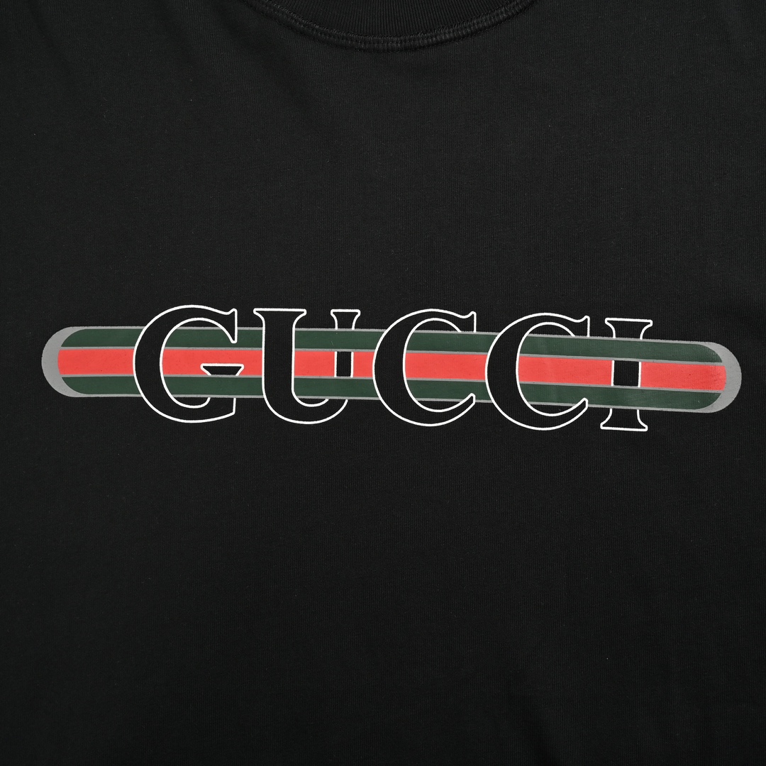 Gucci 24ss horizontal belt lettering print short sleeves