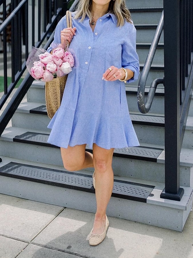 Women's Loose Solid Color Patchwork Dress