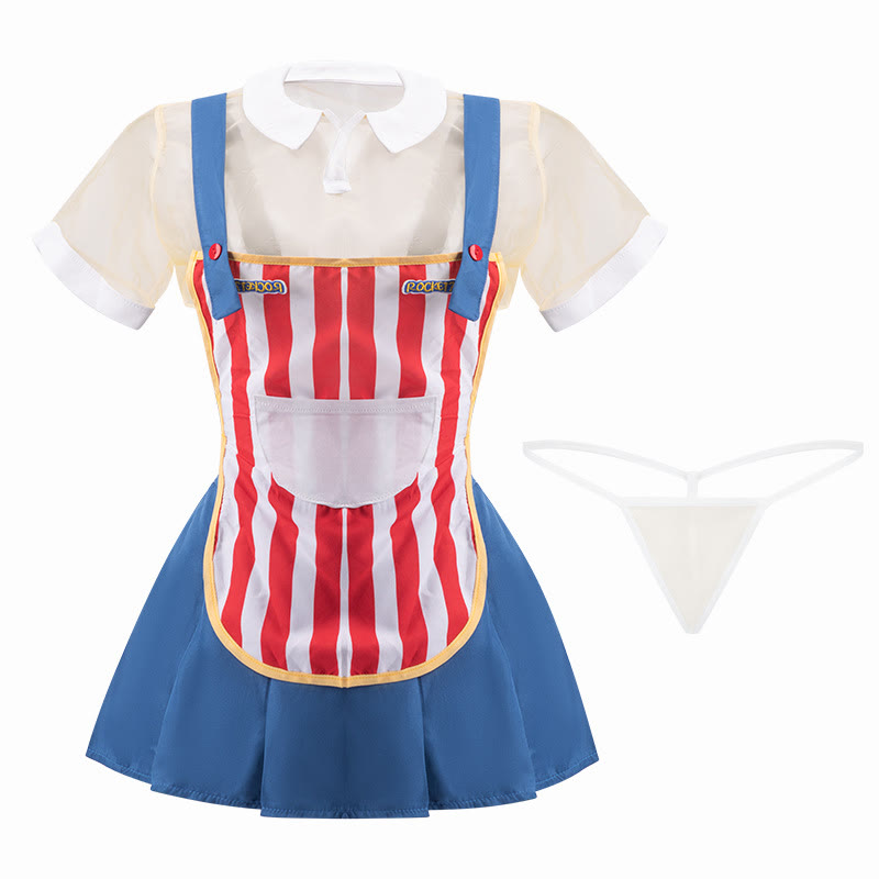Cosplay Striped Convenience Store Maid Uniform Lingerie